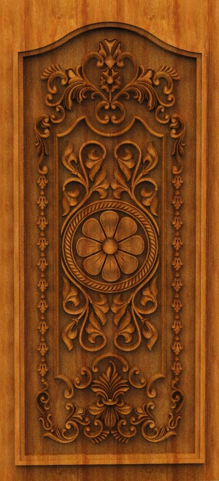 3D DOOR - OAK-77 Classical Floral Mandala Carved Panel